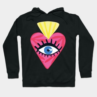 Cute mexican sacred heart milagrito adorable evil eye kawaii heart pattern decoration Hoodie